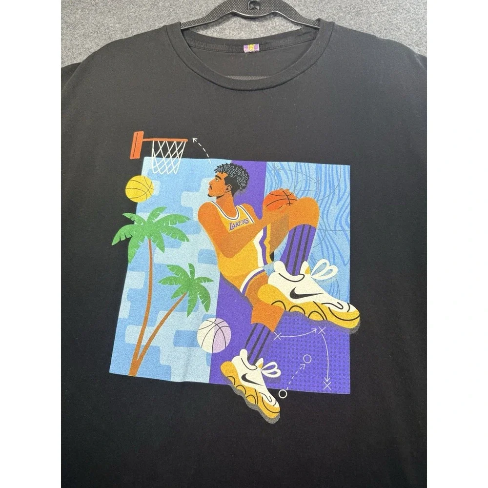 Los Angeles Lakers Graphic T Shirt NBA Basketball Black Tee Size‎ XL